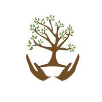 Organic logo. Leafs in hand logo. Natural products logo. Cosmetics icon. Spa logo vector