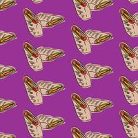 Shawarma Kebab pattern fast food. Seamless pattern. vector