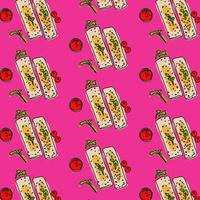 Shawarma Kebab pattern fast food. Seamless pattern. vector