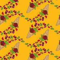 Shawarma Kebab pattern fast food. Seamless pattern. vector