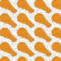 Chicken Fried Crispy Seamless Pattern. vector