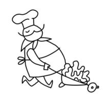 Bigote cocinar en cocinero traje. dibujos animados estilo. vector