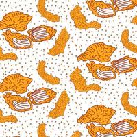 Chicken Fried Crispy Seamless Pattern. vector