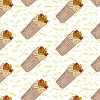 Shawarma Kebab pattern fast food. Seamless pattern. vector