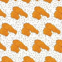 Chicken Fried Crispy Seamless Pattern. vector