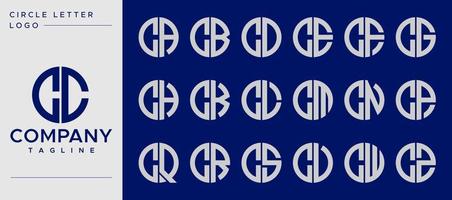 Collection of simple circle letter C logo design vector. C letter mark template set. vector