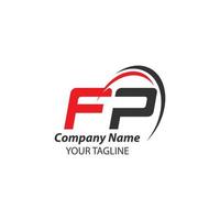 initial letter FP logotype company name colored red and dark grey swoosh design. vector logo for business and company identity.