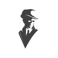 Spy detective logo design template. Criminal internet hacker logo vector