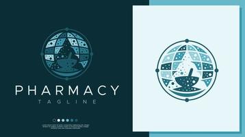 Globe pharmacy letter A logo design template. International health A initial logo. vector