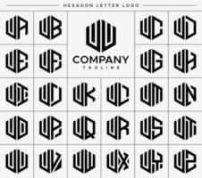 Modern hexagon U letter logo design vector set. Hexagonal UU U logo graphic template.