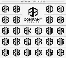 Modern hexagon P letter logo design vector set. Hexagonal PP P logo graphic template.