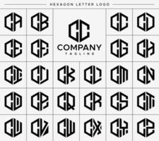 Modern hexagon C letter logo design vector set. Hexagonal CC C logo graphic template.