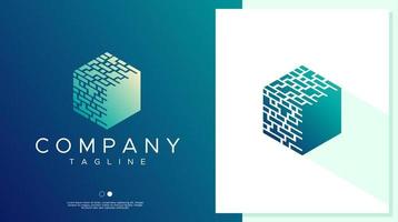 Modern abstract digital pixel cube logo design. Technology hexagon logo. vector