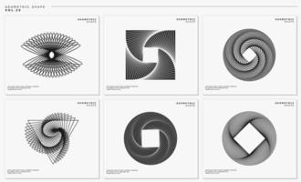 Motion lines abstract design template set. Dynamic blend line lens logo graphic collection. vector