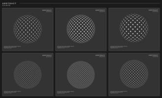 Modern abstract digital circle design template set. Halftone globe graphic. vector