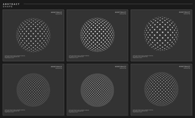 Modern abstract digital circle design template set. Halftone globe graphic.