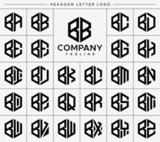 Modern hexagon B letter logo design vector set. Hexagonal BB B logo graphic template.