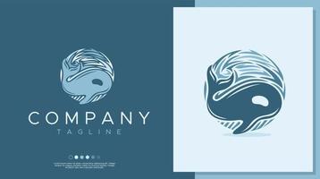 Colorful circle whale logo design template. Modern ocean wild animal logo vector. vector