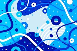 Modern colorful blue abstract background design. Flowing shapes memphis vector art.