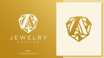 Letter A diamond logo design template. Luxury gold A jewelry initial logo vector. vector
