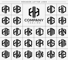 Modern hexagon H letter logo design vector set. Hexagonal HH H logo graphic template.