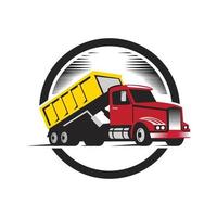 classic heavy truck logo emblems and badges. Truck with trailer and tip truck vector