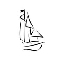 continuous line drawing of sailing boat vector