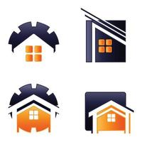 House repair logo set. Tools icon. Roof repair logo. Repairs house sign. Home improvement icon. vector