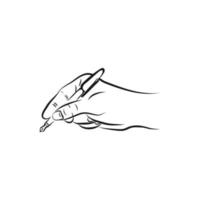 hand holding pen icon, handwriting, writing signature, thin line web symbol - editable stroke vector illustration.