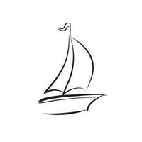 continuous line drawing of sailing boat vector