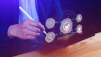 Quality Assurance Control Standards, Standards and Certification Concepts, Guaranteed Quality Guaranteed Service Standard Internet Technology Business Concept. photo