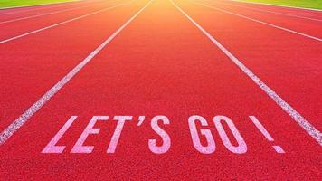 Word go written on an athletics track for business planning strategies and challenges or career path opportunities and change, road to success concept photo