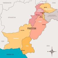 mapa de Pakistán y rodeando fronteras vector