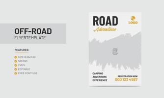 diseño de cartel de aventura en carretera de plantilla de volante todoterreno vector
