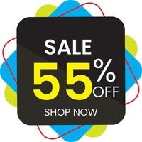 55 percent off, Discount stickers set for shop, Free Vector