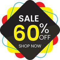 60 percent off, Discount stickers set for shop, Free Vector