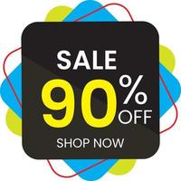 90 percent off, Discount stickers set for shop, Free Vector