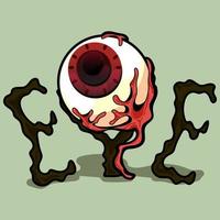 scary eyeball in cartoon style vector