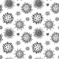 Viruses seamless patten. Scientific hand drawn vector illustration in sketch style. Microscopic microorganisms