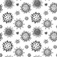 Viruses seamless patten. Scientific hand drawn vector illustration in sketch style. Microscopic microorganisms