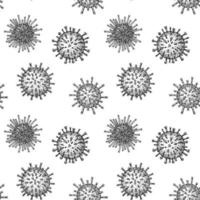 Viruses seamless patten. Scientific hand drawn vector illustration in sketch style. Microscopic microorganisms