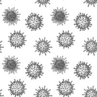 Viruses seamless patten. Scientific hand drawn vector illustration in sketch style. Microscopic microorganisms