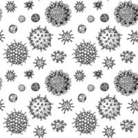 Viruses seamless patten. Scientific hand drawn vector illustration in sketch style. Microscopic microorganisms