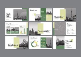 Green business presentation templates, Sale kit Powerpoint for marketing, annual report, company profile, Vector templates