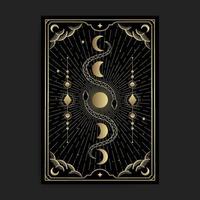 Two snakes with moon phase golden illustration vector