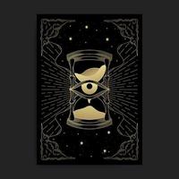 Hourglass with all seeing eye and star and moon decoration vector