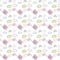 Pattern of abstract geometric shapes spring colors. Vector flat illustration. Seamless pattern. Packaging design. Strokes, abstract shapes.