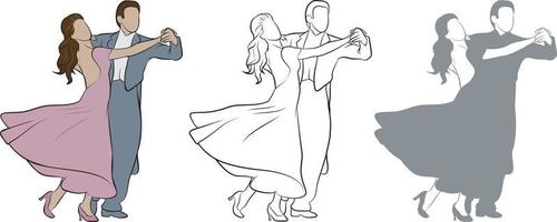 Dancers in Ballroom Design Set. vector