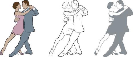 Dancers in Ballroom Design Set. vector