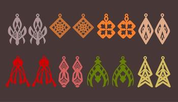 A collection of Earrings templates with geometric and abstract shapes. Isolated stencils pattern suitable for handmade work, laser cutting and printing. Jewelry Template. vector